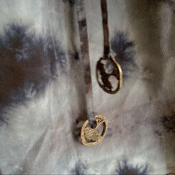 GYPSY 05 silk tie-Dye boho strapless maxi dress blue grey M - Picture 6 of 8